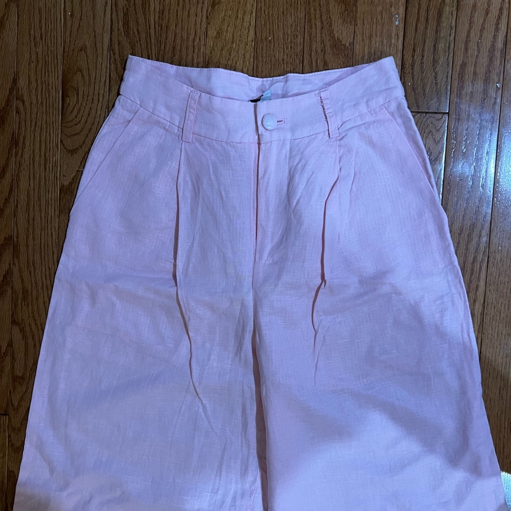 Fate Light Pink Linen Pants